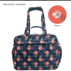 Lug Aloha Navy Hibiscus Floral Travel Bag Trolley Bus BNWT 🌺🌺🌺 💙🧡💙🧡